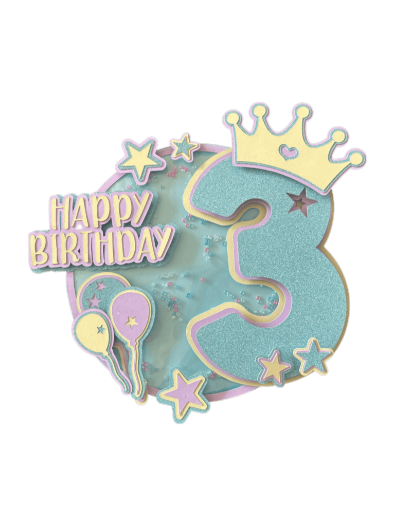 Cake topper 3 ans personnalisé