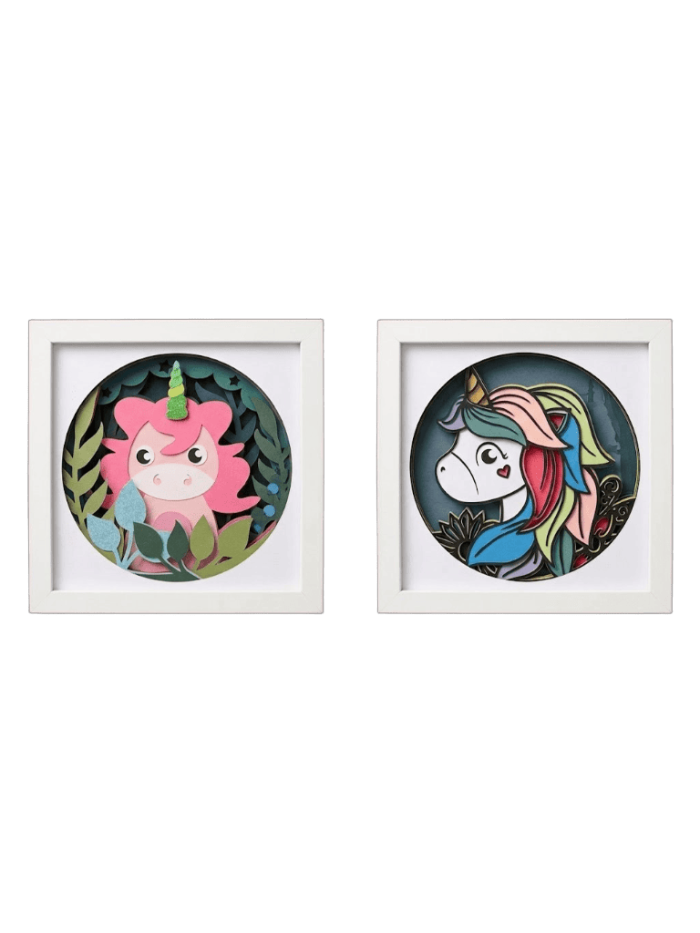 Cadre décoration murale licorne en carton pour chambre enfant