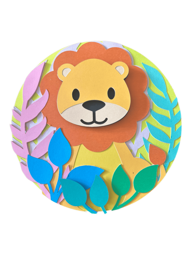 Décoration murale lion en carton pour chambre enfant sur thème jungle